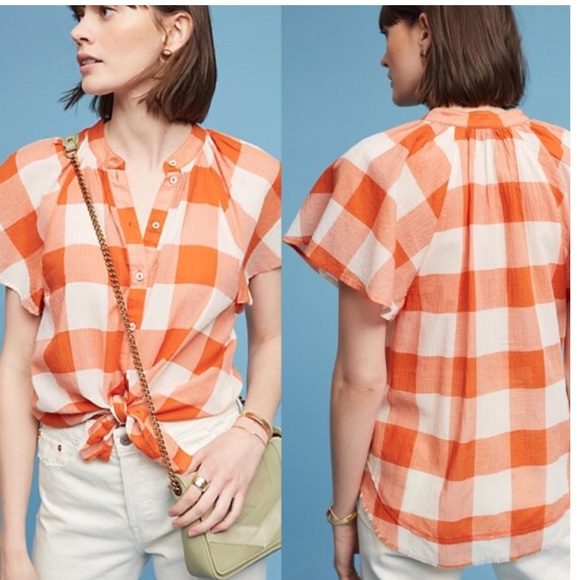 Anthropologie Tops - Maeve Gingham flutter sleeves top